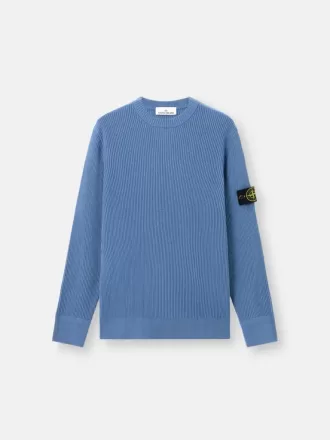 Maglione girocollo con bordi a costine