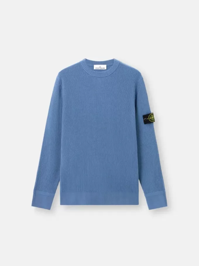 Maglione girocollo con bordi a costine
