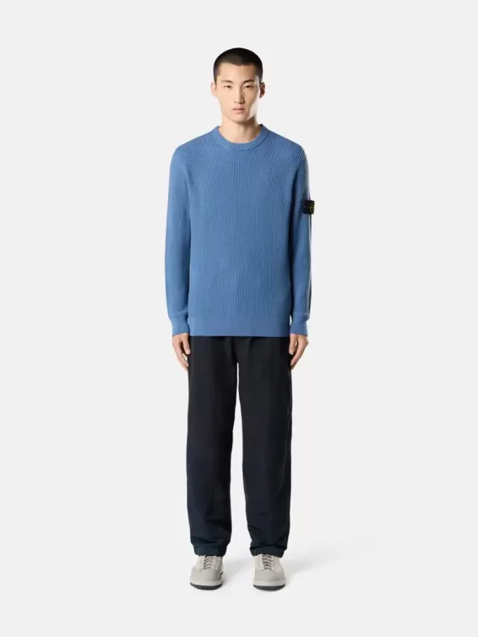 Maglione girocollo con bordi a costine