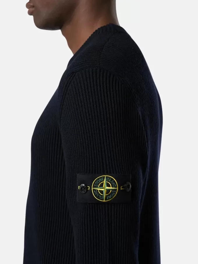 Maglione girocollo con bordi a costine