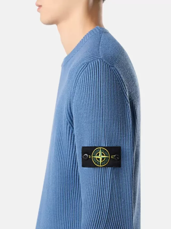 Maglione girocollo con bordi a costine