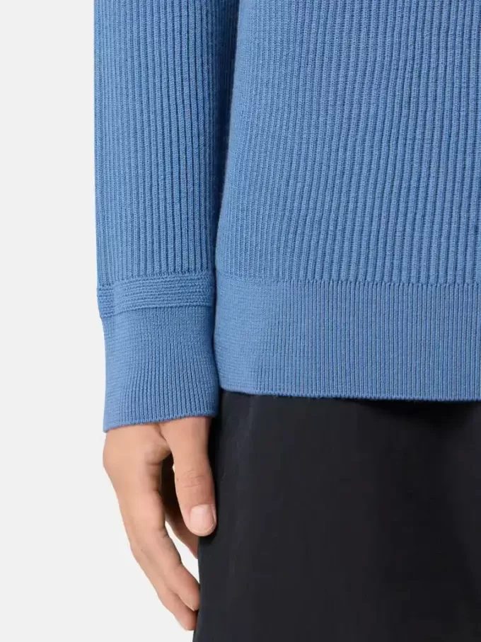 Maglione girocollo con bordi a costine