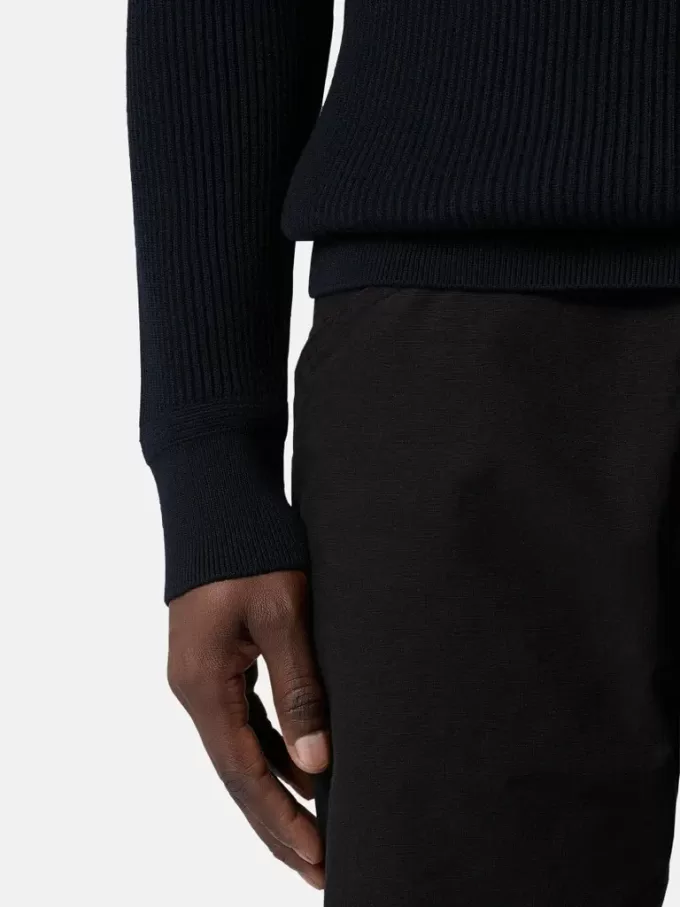 Maglione girocollo con bordi a costine