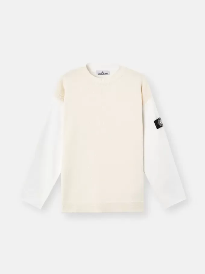 Maglione girocollo con dettagli cuciture a contrasto Maglione girocollo con dettagli cuciture a contrasto