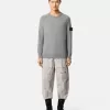 Maglione girocollo con maniche raglan e bordi a costine