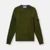 Maglione girocollo con spray bicolore e lavorazione a coste
