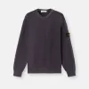 Maglione girocollo con spray bicolore e lavorazione a coste