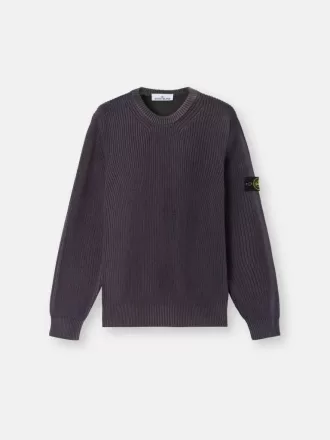 Maglione girocollo con spray bicolore e lavorazione a coste