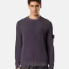 Maglione girocollo con spray bicolore e lavorazione a coste