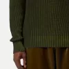 Maglione girocollo con spray bicolore e lavorazione a coste