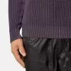 Maglione girocollo con spray bicolore e lavorazione a coste