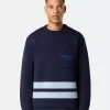 Maglione girocollo con tasca sul petto e stampa