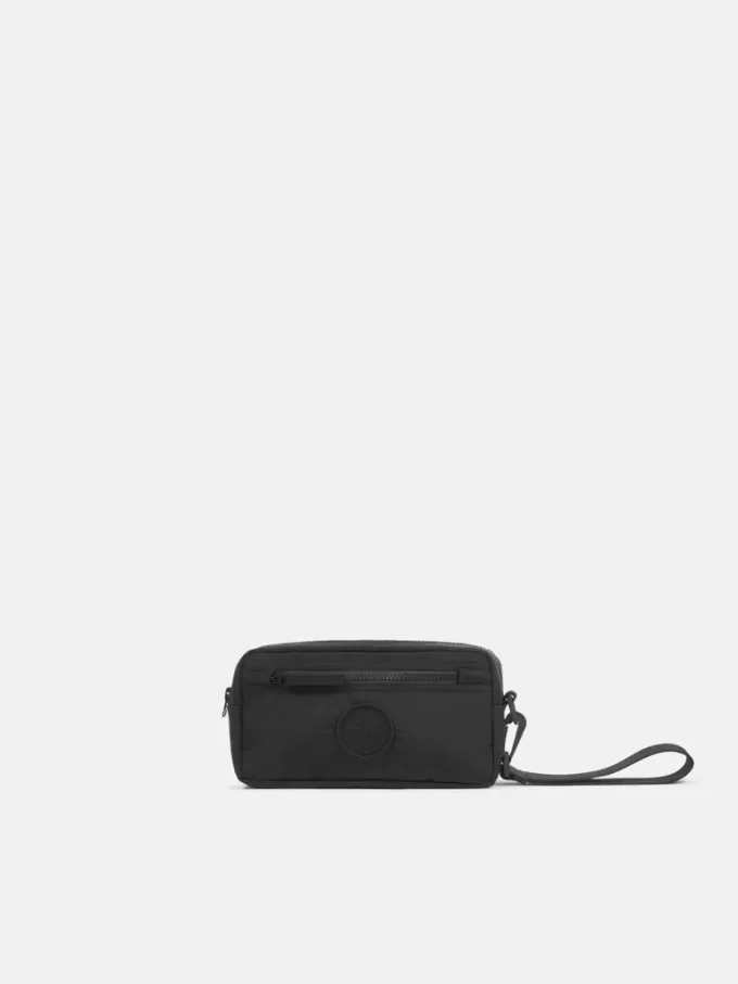 Pochette imbottita con cerniera, tasche e tracolla Pochette imbottita con cerniera, tasche e tracolla
