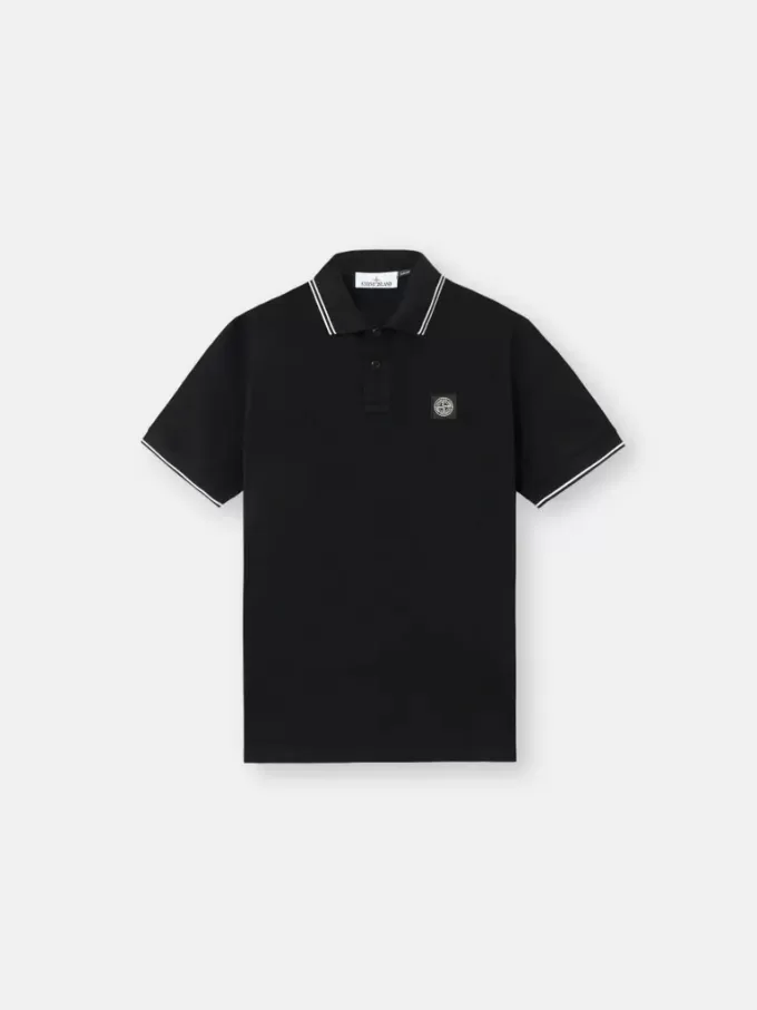 Polo slim fit a maniche corte con dettagli a righe