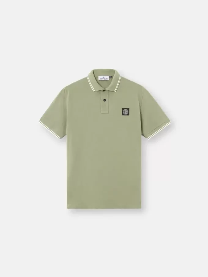 Polo slim fit a maniche corte con dettagli a righe