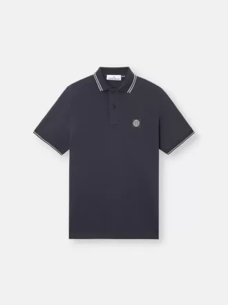 Polo slim fit a maniche corte con dettagli a righe Polo slim fit a maniche corte con dettagli a righe