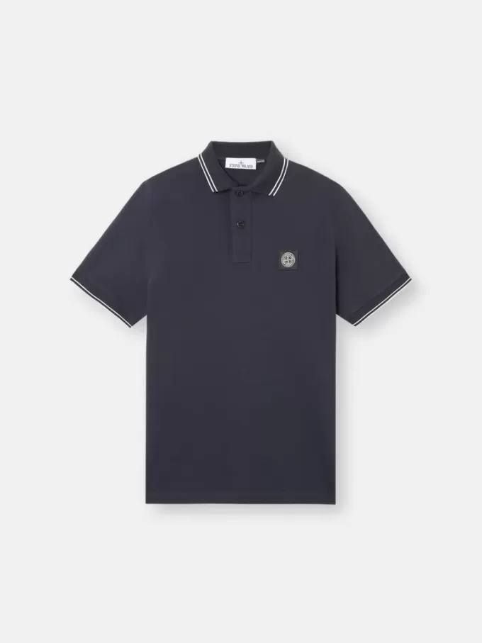 Polo slim fit a maniche corte con dettagli a righe