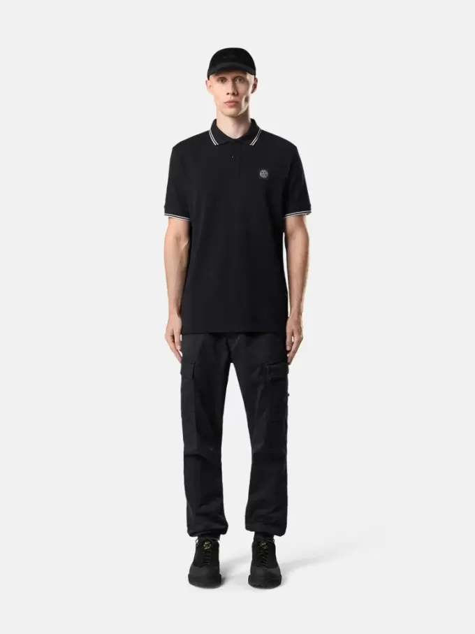 Polo slim fit a maniche corte con dettagli a righe