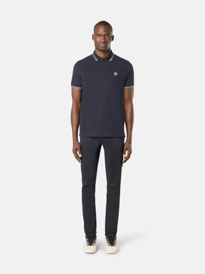 Polo slim fit a maniche corte con dettagli a righe