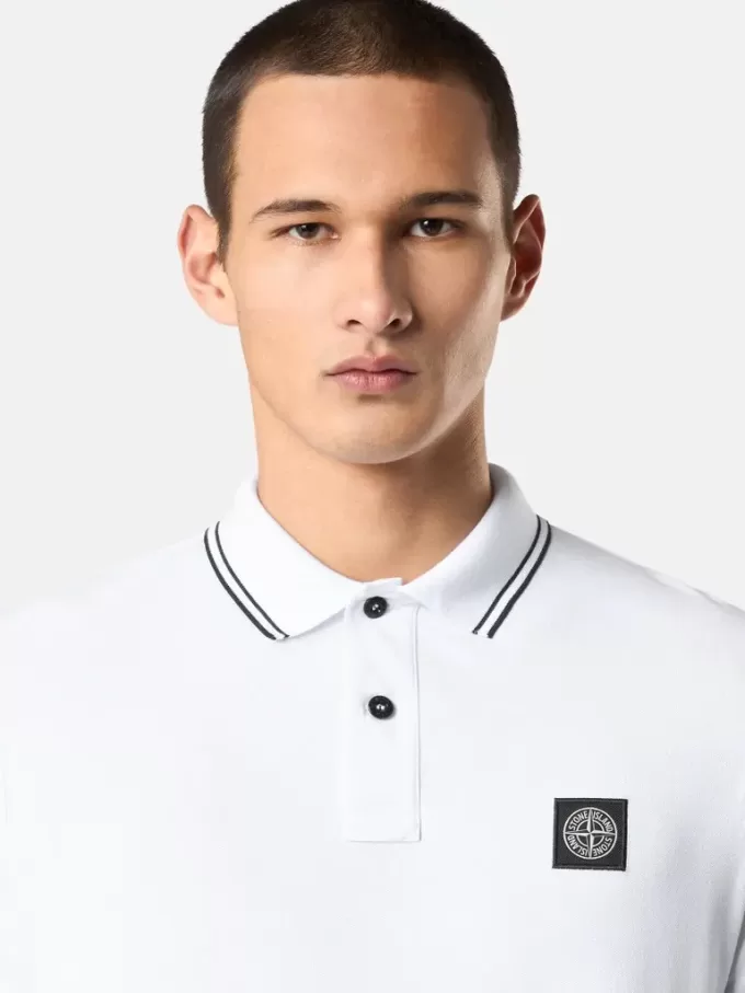 Polo slim fit a maniche corte con dettagli a righe