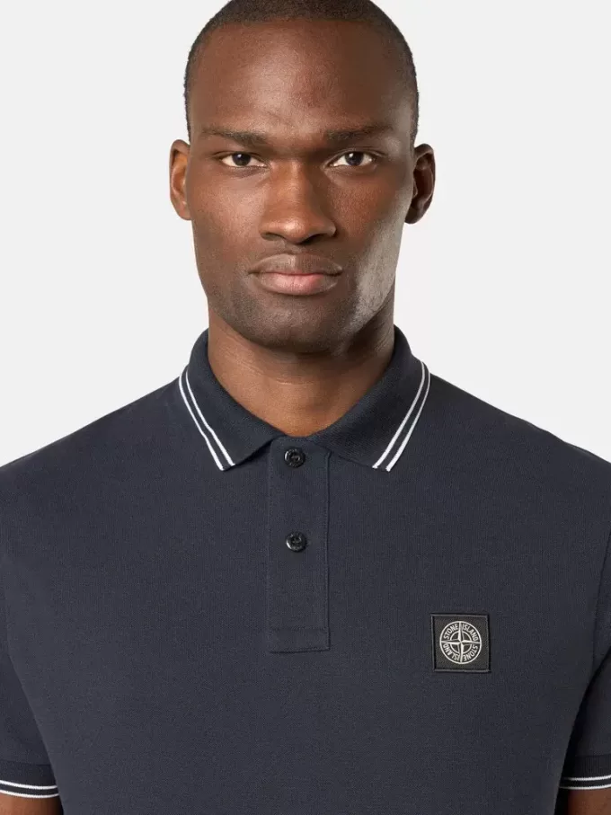 Polo slim fit a maniche corte con dettagli a righe
