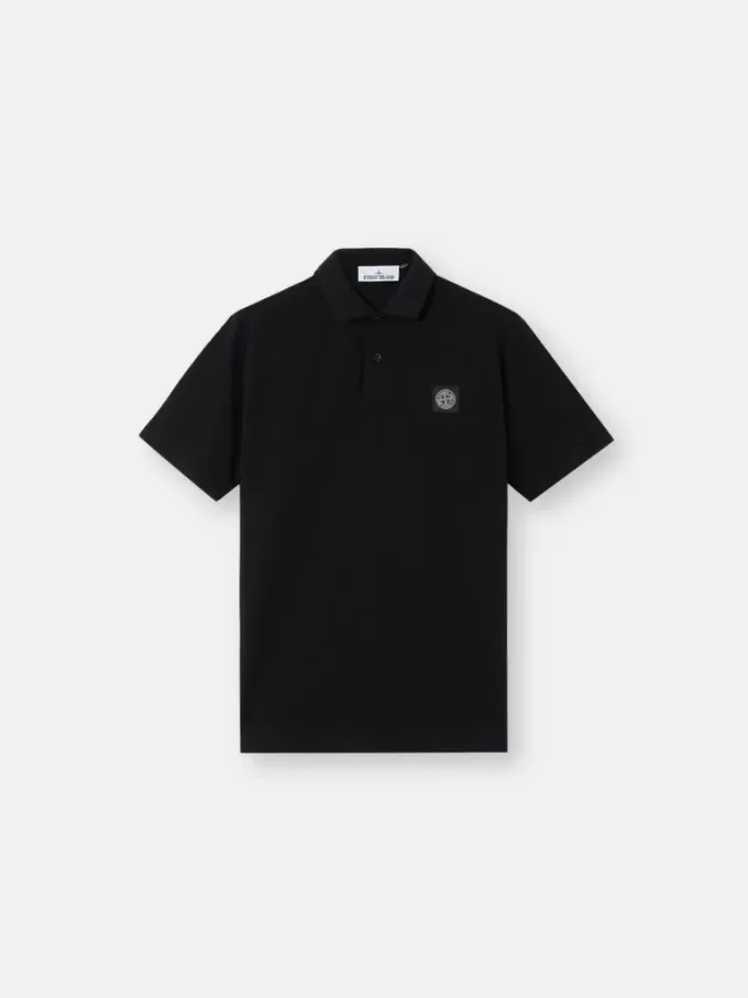 Polo slim fit a maniche corte con toppa Compass