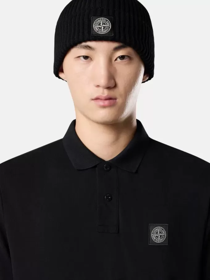 Polo slim fit a maniche corte con toppa Compass