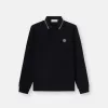 Polo slim fit a maniche lunghe con dettagli a righe