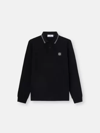 Polo slim fit a maniche lunghe con dettagli a righe