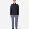 Polo slim fit a maniche lunghe con dettagli a righe
