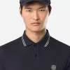 Polo slim fit a maniche lunghe con dettagli a righe