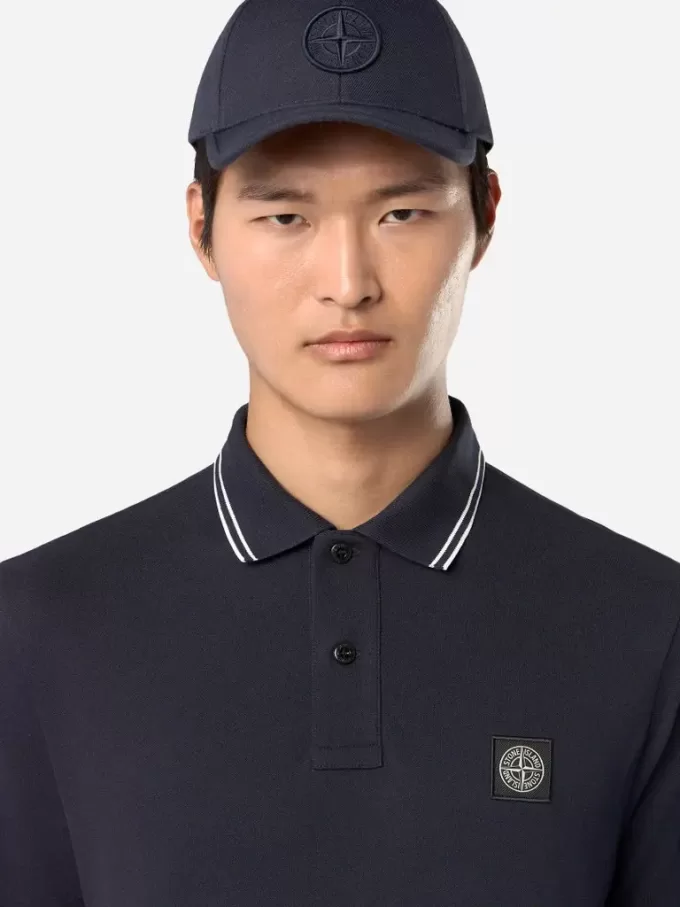 Polo slim fit a maniche lunghe con dettagli a righe