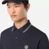 Polo slim fit a maniche lunghe con dettagli a righe