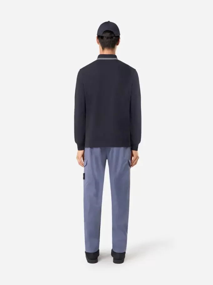 Polo slim fit a maniche lunghe con dettagli a righe