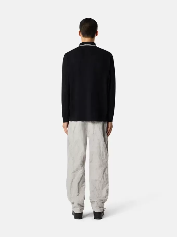 Polo slim fit a maniche lunghe con dettagli a righe
