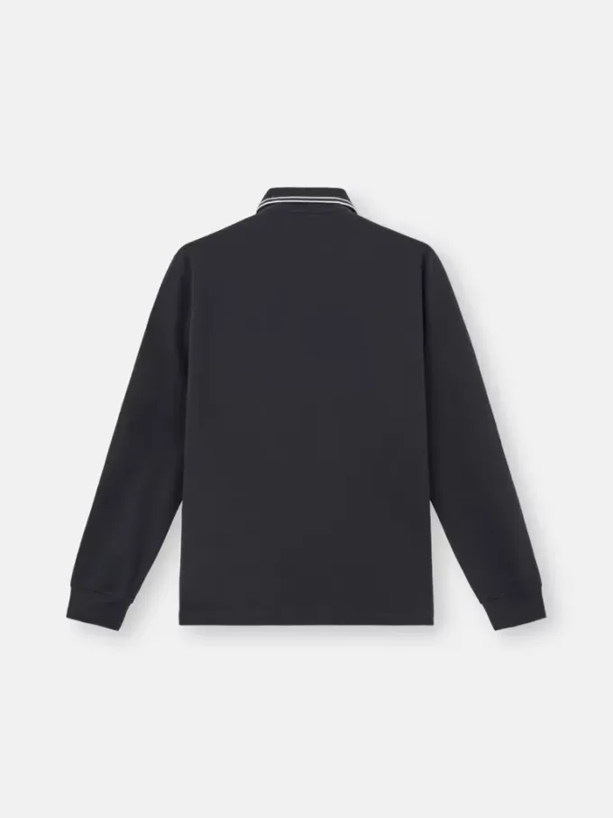 Polo slim fit a maniche lunghe con dettagli a righe