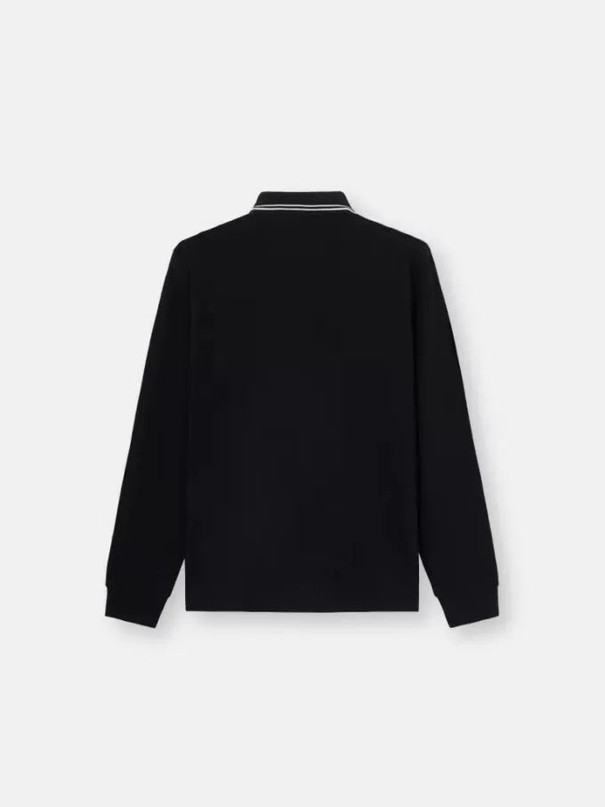 Polo slim fit a maniche lunghe con dettagli a righe
