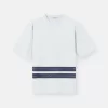 T-shirt oversize a maniche corte con bande stampate