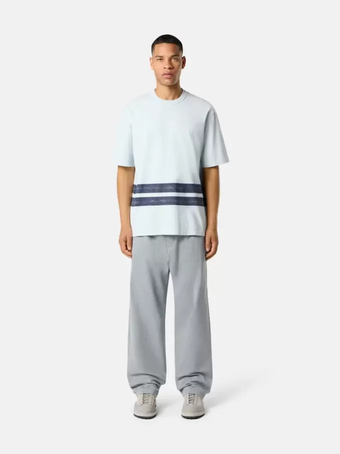 T-shirt oversize a maniche corte con bande stampate