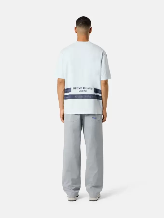 T-shirt oversize a maniche corte con bande stampate