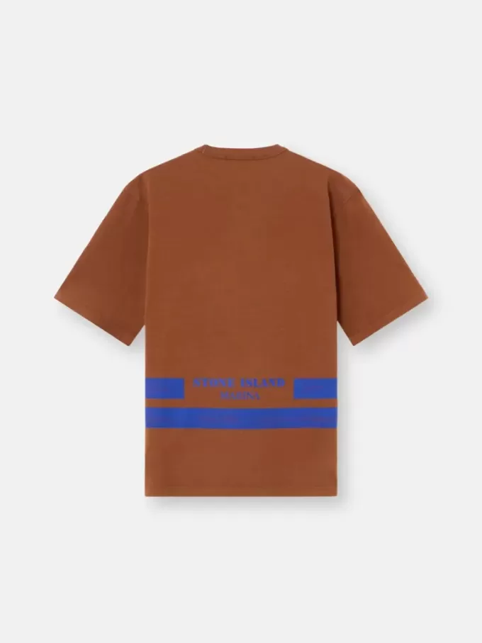 T-shirt oversize a maniche corte con bande stampate